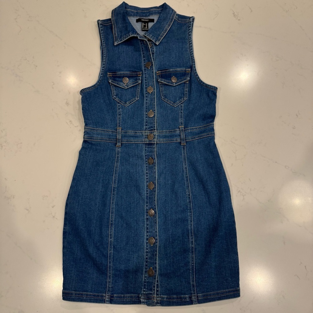 NWOT Forever 21 Denim Button Down Mini Dress : Medium